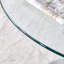 Table de salle à manger ronde moderne en verre trempé transparent avec base en métal-380670244