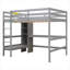 Lit mezzanine double avec tablettes multifonctionnelles et bureau sous le lit
