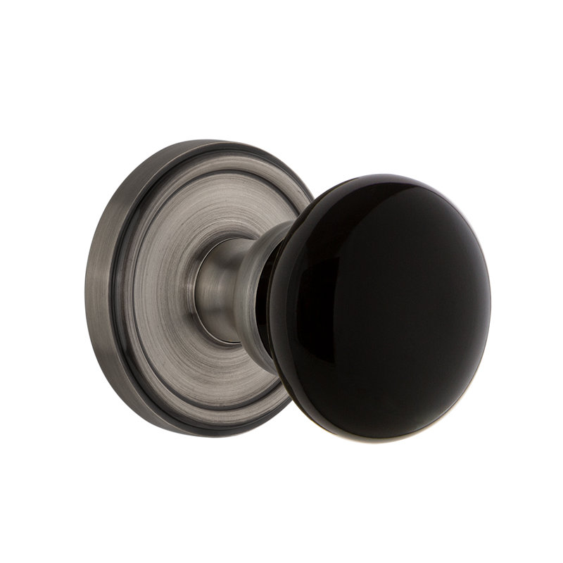 Grandeur Georgetown Rosette Privacy with Coventry Door Knob, Antique Pewter, 2 3/4"