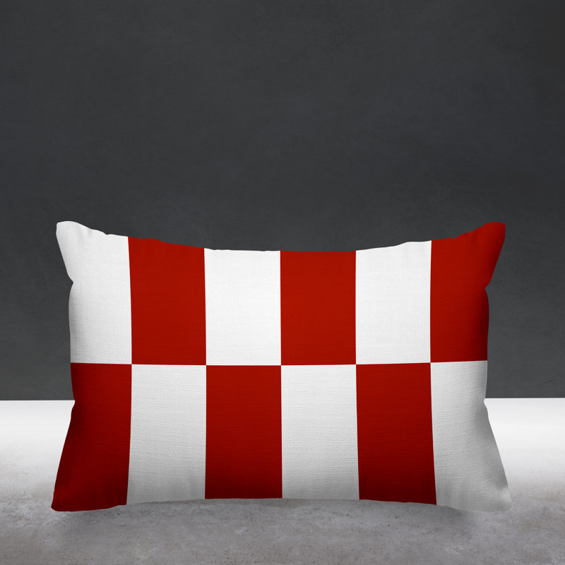 Coussin Luella, 14 po x 20 po, Rouge, Rectangulaire