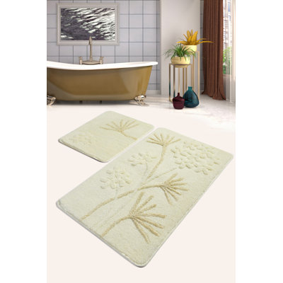Ensemble de tapis de bain en acrylique (2 pièces) antibactérien et antidérapant, 19,7 po x 23,6 po et 23,6 po x 39,4 po | 100% acrylique, hauteur des poils: 0,7 à 1,2 po | Lavable à la machine, doux et durable pour le décor de votre salle de bain