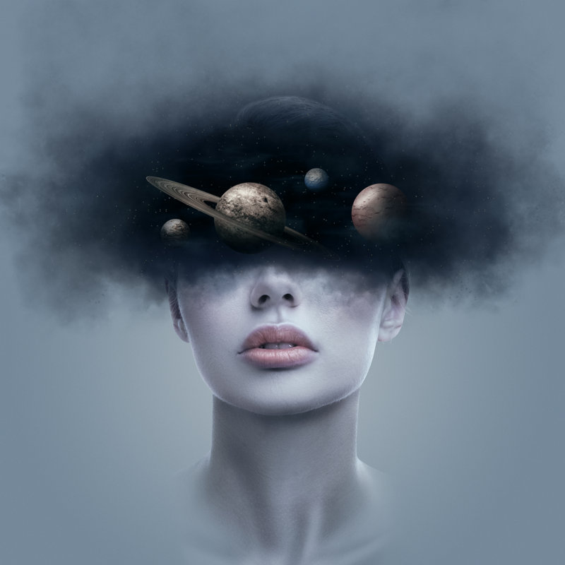 Fantasy by Avesun - Wrapped Canvas Print, 30cm H x 30cm W x 3.8cm D, Grey/Beige/Black