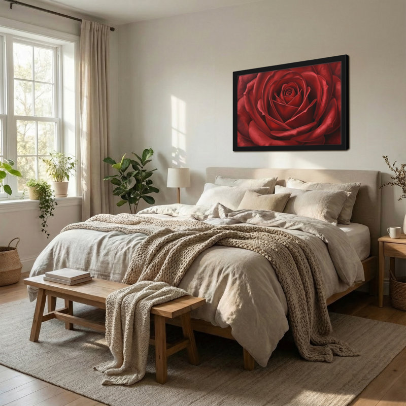 Plantes et fleurs, rose rouge, gros plan, imprimé floral, H 12 po x l 18 po