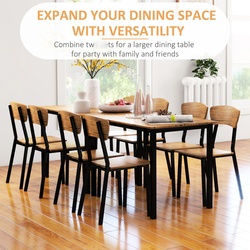 5 Piece Industrial Dining - Space Saving Rustic Brown Table And Chairs For 4 People Rectangular Included Brown, Saving,