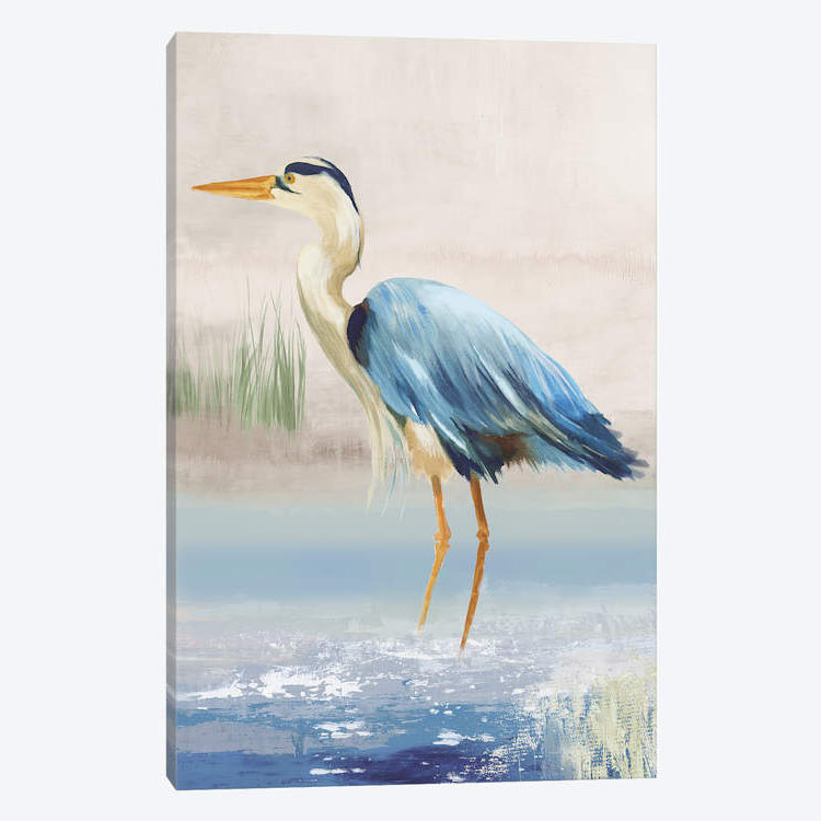 «Heron On The Beach II» par Aimee Wilson - reproduction sur toile, H 12 po x l 8 po x P 0,75 po, Toile tendue, Pas de tapis