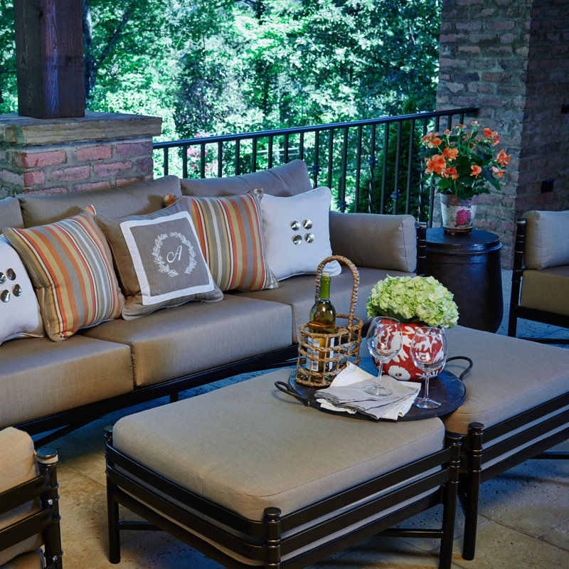 Lancaster Outdoor Ottoman, Spectrum Indigo Sunbrella® Plainweave