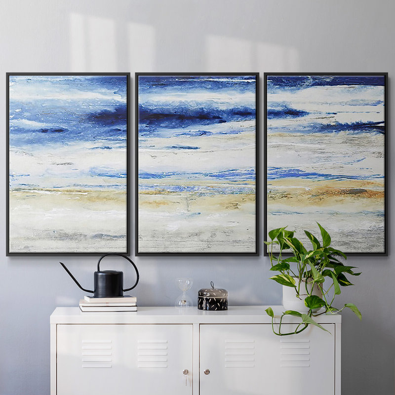 Choppy Seas I - Toile encadrée à pièces multiples, Noir, H 40 po x l 78 po x P 2 po
