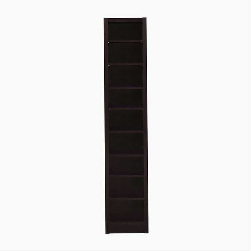 Bibliothèque rectangulaire à 8 tablettes avec 2 tablettes fixes, cappuccino