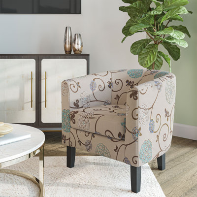 Munson 26.77" Wide Linen/Polyester Upholstered Barrel Chair