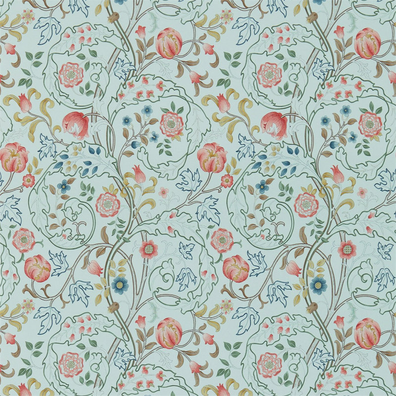 Mary Isobel Wallpaper, Silk Blue/Pink