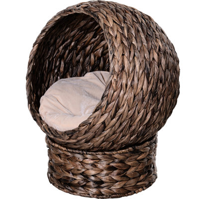 Lit pour chat surélevé à coussin souple, coussin confortable, panier, fauteuil à œufs, H 23,5 po, panier gris, style chaise