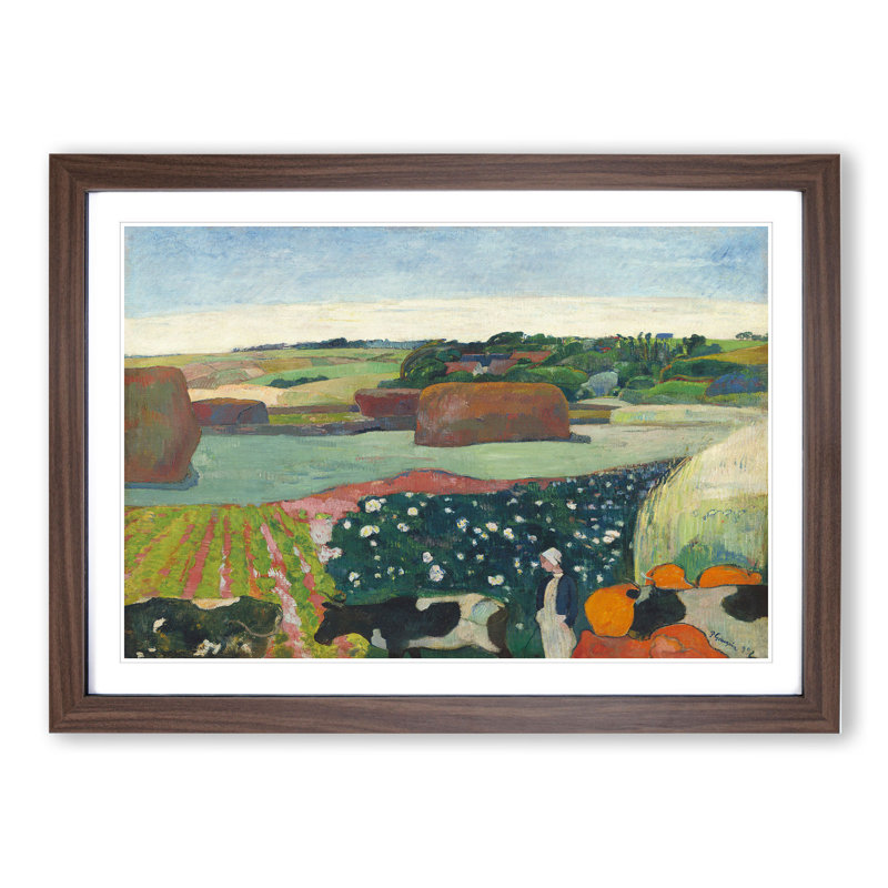 Haystacks in Brittany by Paul Gauguin - Framed Print, Walnut Framed, 27cm H x 36cm W x 2cm D
