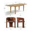 Ensemble de table et de chaises de salle à manger extensibles en placage de bois pour 6 personnes avec fauteuils en chenille-2036248157