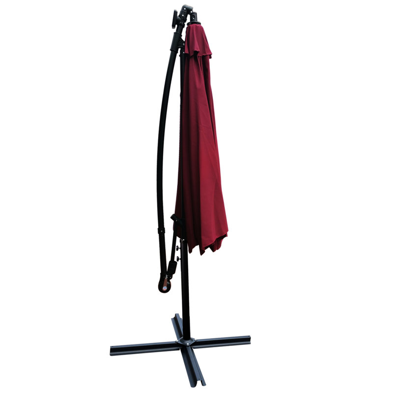 Parasol de patio à énergie solaire 10 pi - lumières à DEL, imperméables, 8 nervures, pour la cour arrière de la piscine avec éclairage, manivelle, cour arrière à base croisée, terrasse,