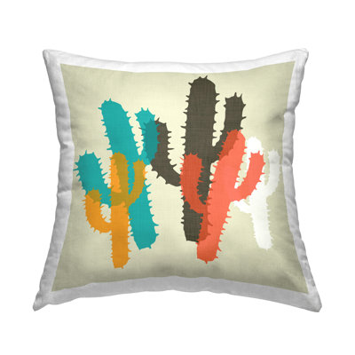 Coussin décoratif superposé à motif de cactus audacieux par SD Graphics Studio