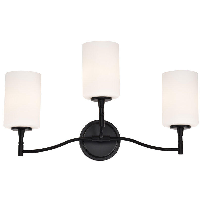 Coiffeuse Lawrie - verre opale Lawrie, H 12,38 po x l 22 po x P 7 po, Noir mat, Trois lumières