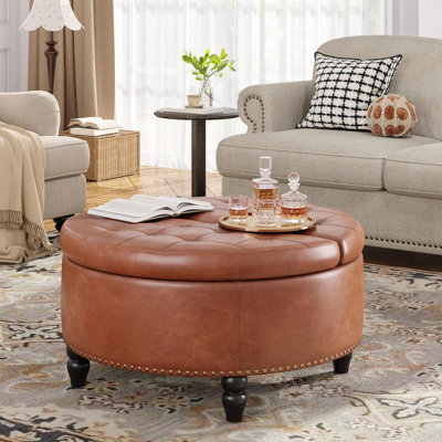 Round Ottoman With Storage & Lift Top