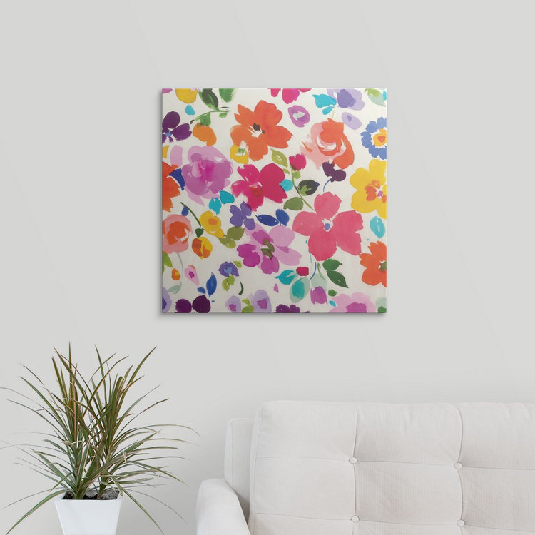«», reproduction d’art Bright Florals, H 35 po x l 35 po x P 1,5 po, Toile