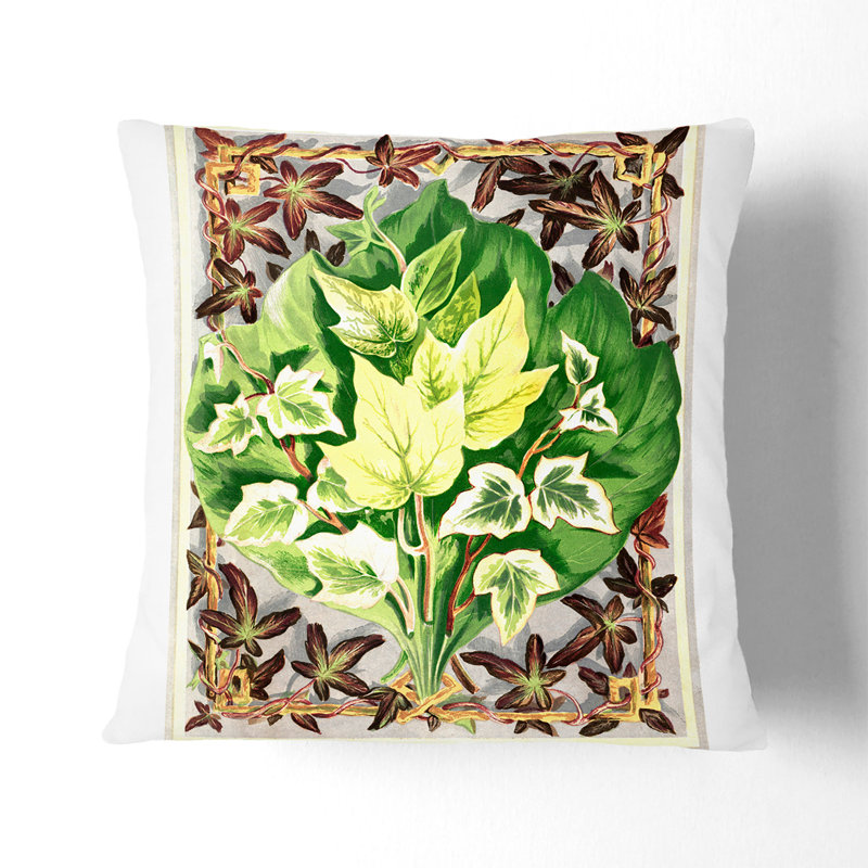 Ivy Leaves by Shirley Hibberd Cushion with Filling, Black, 40cm H x 40cm W x 15cm D