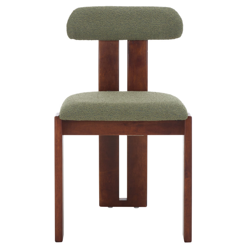 Cayde Boucle Dining Chair, Walnut, Sage