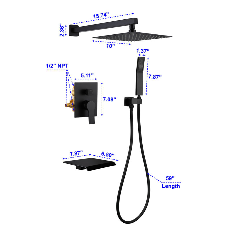 All-In-One Kit with Rough in-Valve, Black