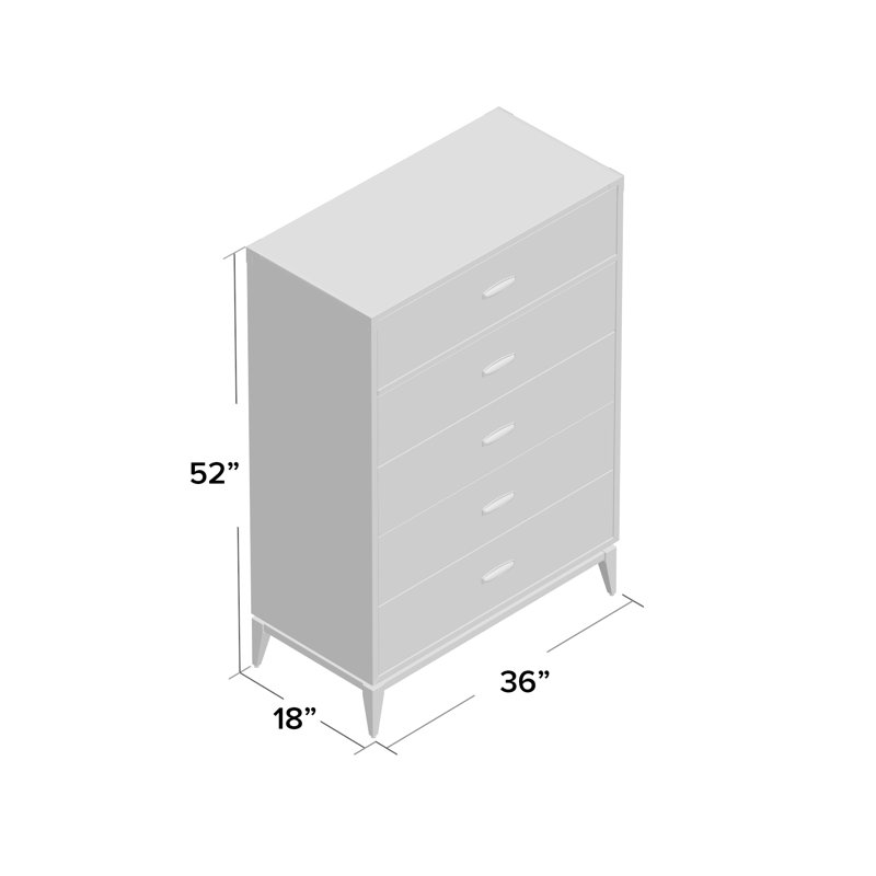 Ada 36'' W 5 - Drawer Dresser, Natural Walnut