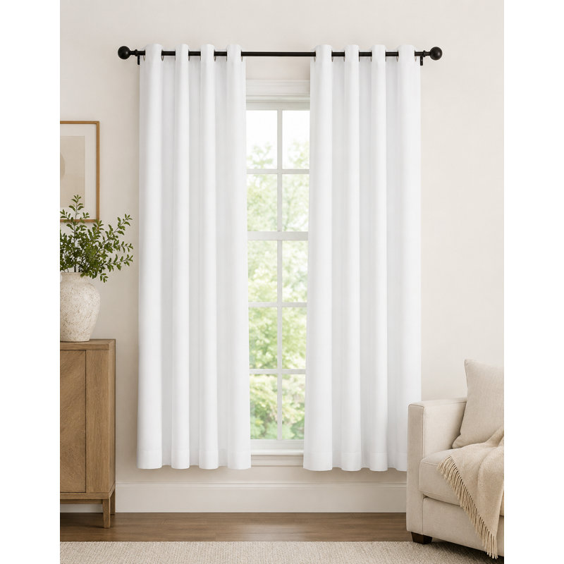 Paire de rideaux occultant et isolant avec œillets Desai, Blanc, L 50 po x L 63 po