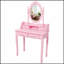 Ensemble de coiffeuse avec miroir et tabouret rembourré Princess