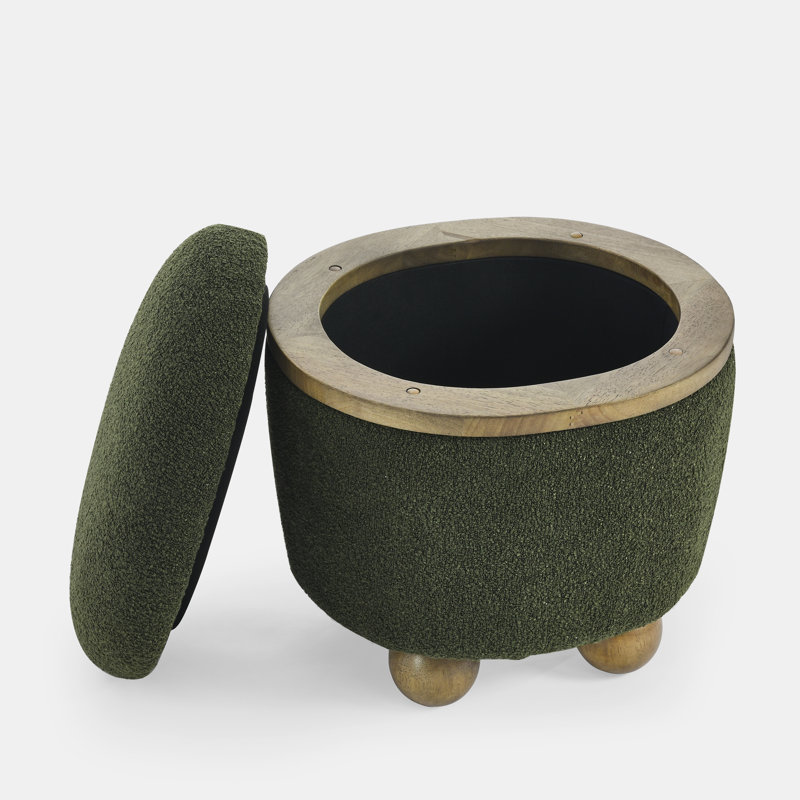 Round storage stool with cushioned seat