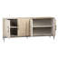 Moura 84" Carved Door Front Reclaimed Pine Sideboard in Light Blond with Iron Legs