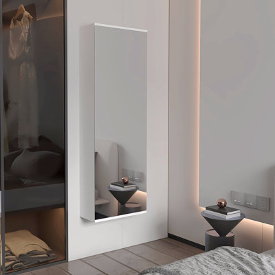 5-Shelf Wall Mounted Shoe Cabinet With Mirror Door