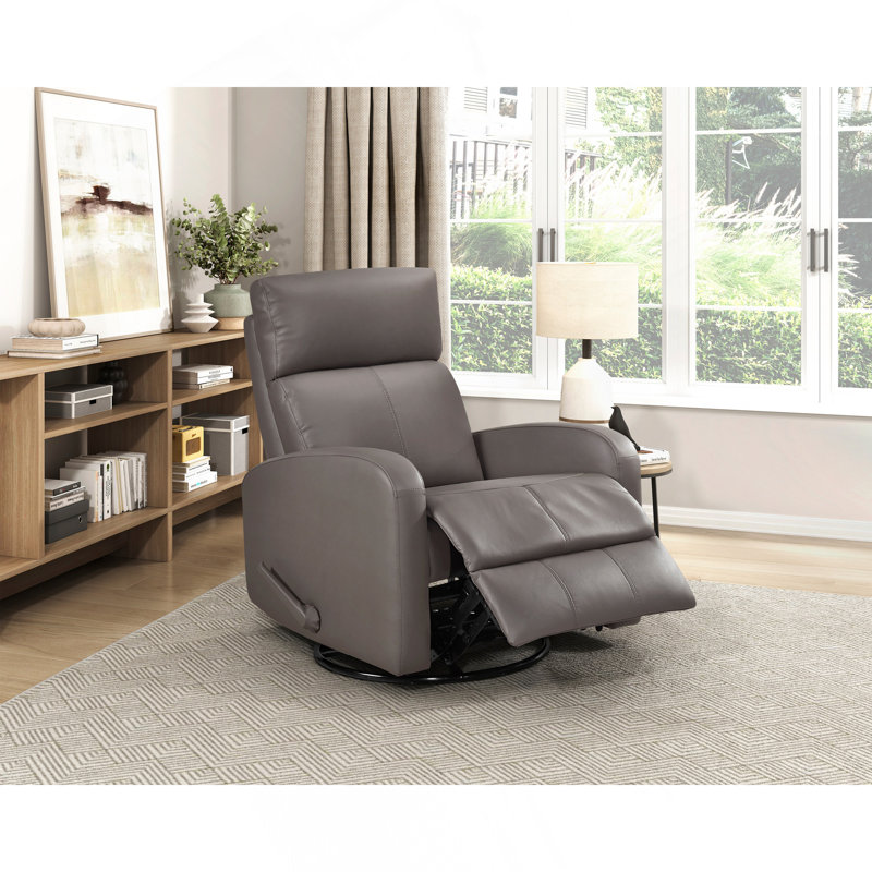 1Pc Glider Recliner Chair With Swivel Motion Mocha Leather Upholstery Luxury Comfort Solid Wood Living Room Furniture, Mocha