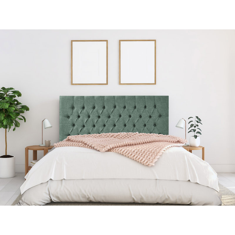 Breland Upholstered Chenille Headboard, Double (4'6), Linoso Duke Blue