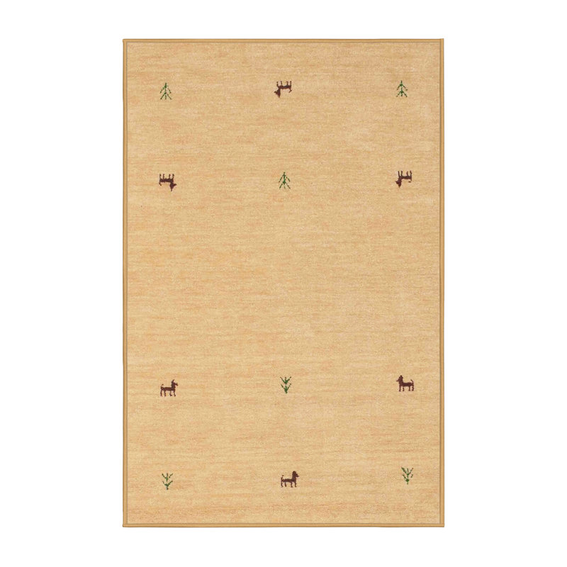 Surface beige contemporaine tapis Cahn, Rectangle 5 pi x 7 pi