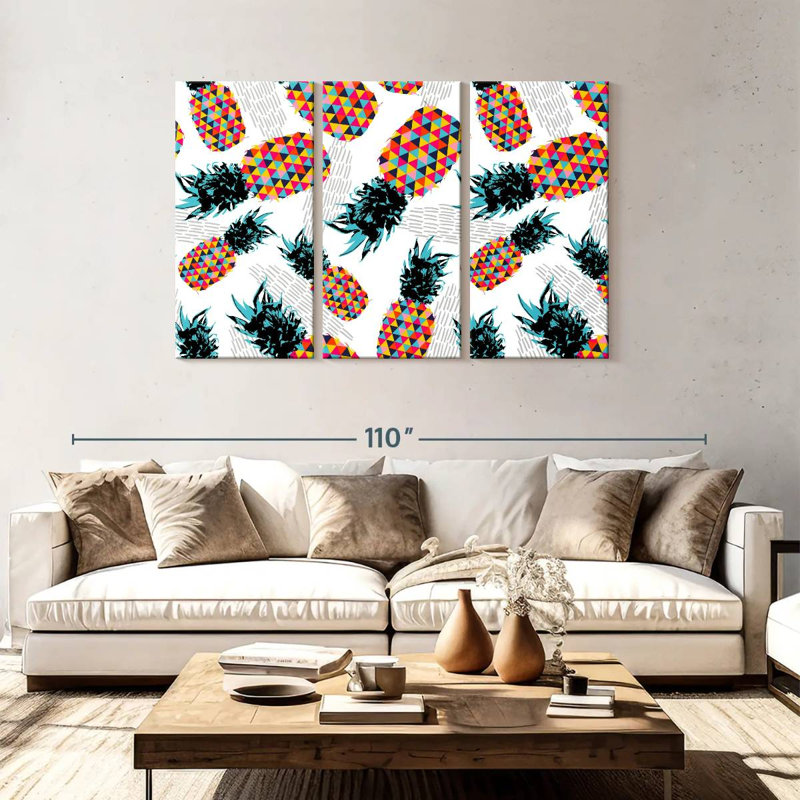 Yarlin Vibrant Pineapple Pattern, 48" H x 74" W