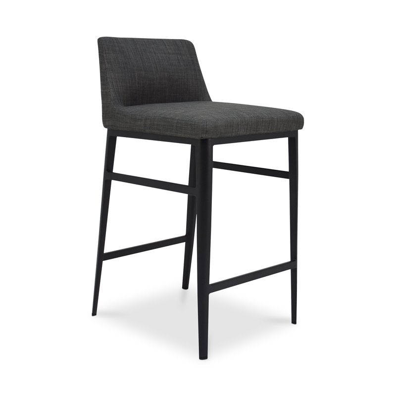 Baron Upholstered Stool with Metal Frame, Counter Stool (25.5” Seat Height), Charcoal