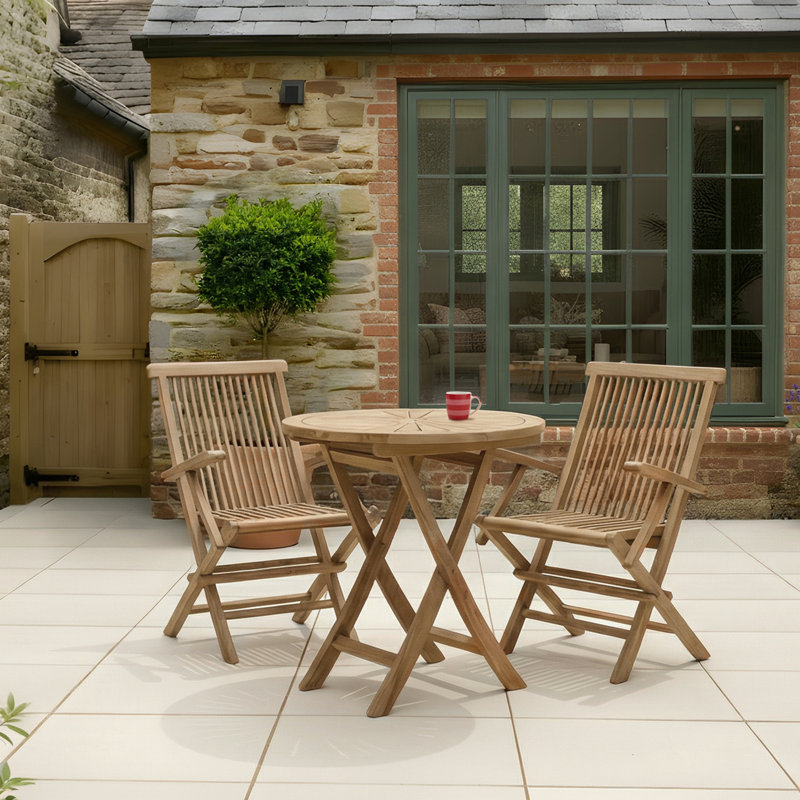 Round Teak Folding Outdoor Bistro Table , 70cm cm W 70cm cm D