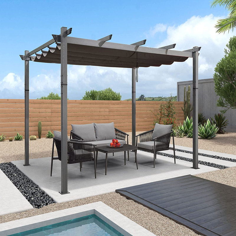 Purple Leaf Aluminium Pergola with Canopy, Gray, 96.5"H x 118" W x 118"D
