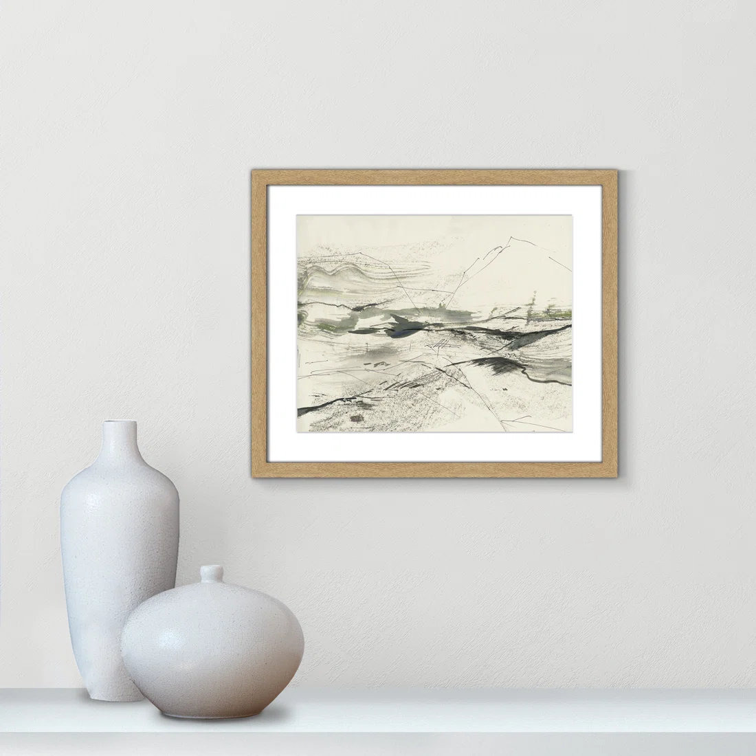 Green Sketches by PI Studio, White, Natural Box Picture Framed, 16" H x 19" W x 1.25" D