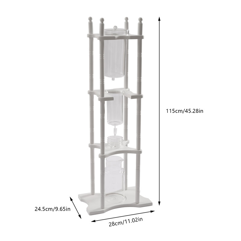 45.28" 25 Cups Cold Brew Drip Tower Iced Coffee Maker Wooden Stand