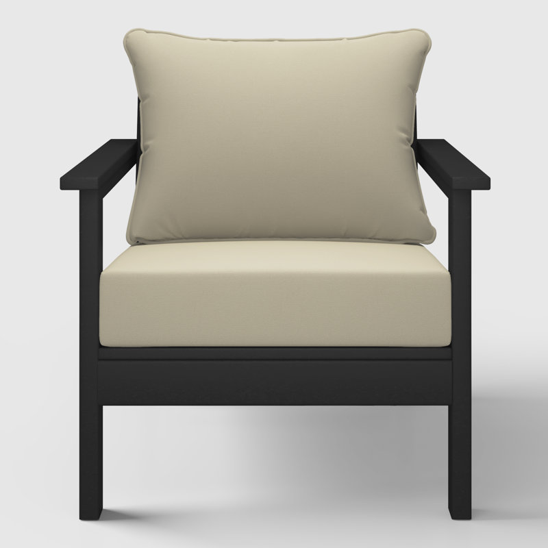 Deep Seating Chair With Cushions (Set Of 2), Beige, Black