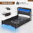 Franzi Bed with Storage Headboard, Bed Frame with 4 Storage Drawers, Charging Station and RGB  LED Lights-1306398870