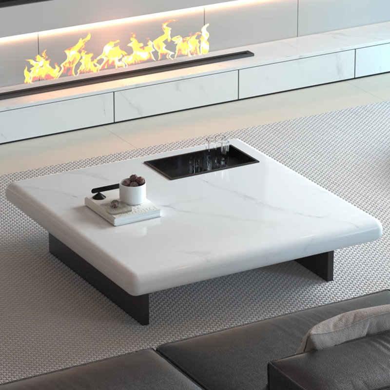 Table basse simple et luxueuse en marbre, H 12,59 po x L 31,49 po x l 31,49 po