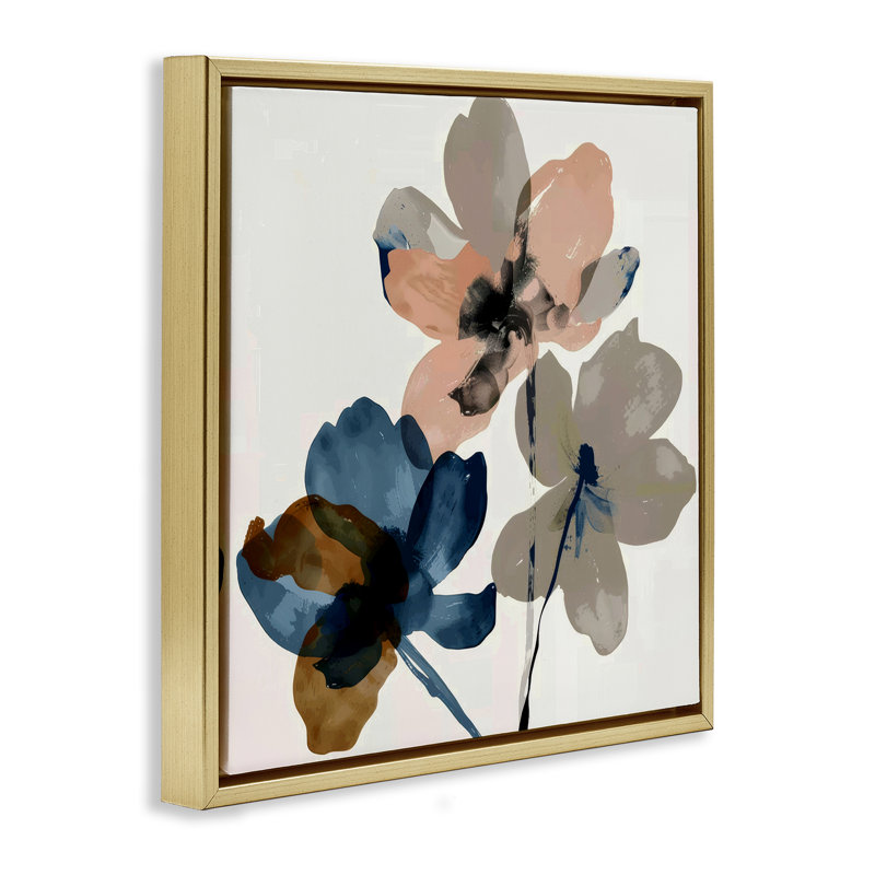 Art mural sur toile flottant encadré de pétales de fleurs terreux par Irena Orlov, Doré, H 18 po x l 18 po