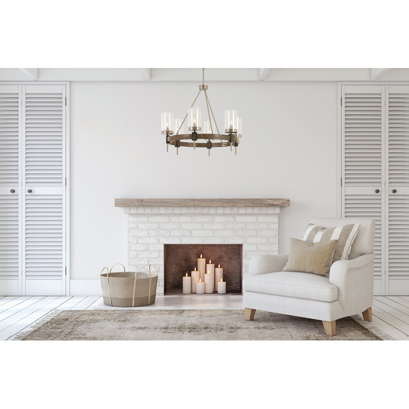 Lipton 6 - Light Dimmable Wagon Wheel Chandelier