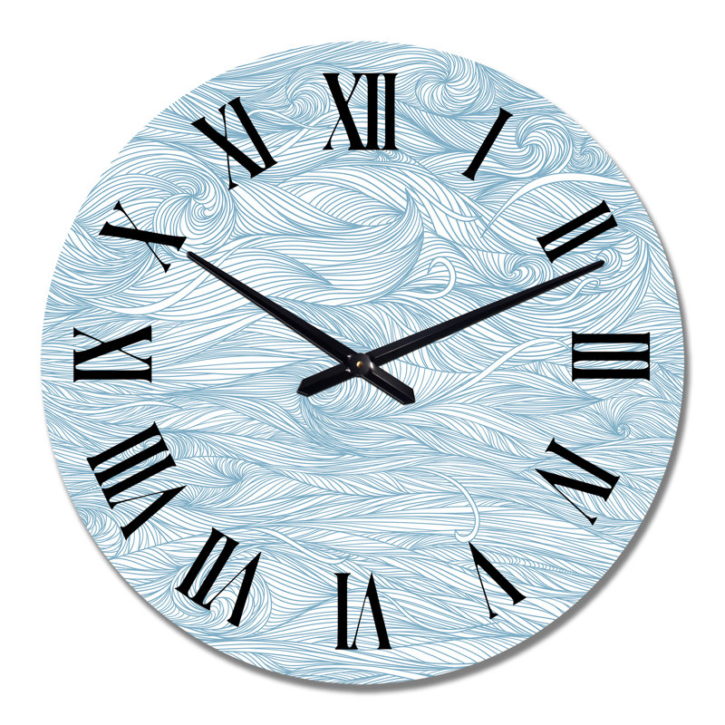 Light Blue Marble Pattern - Patterned wall clock, Medium