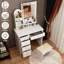 Ensemble coiffeuse avec tabouret et miroir Hoschton