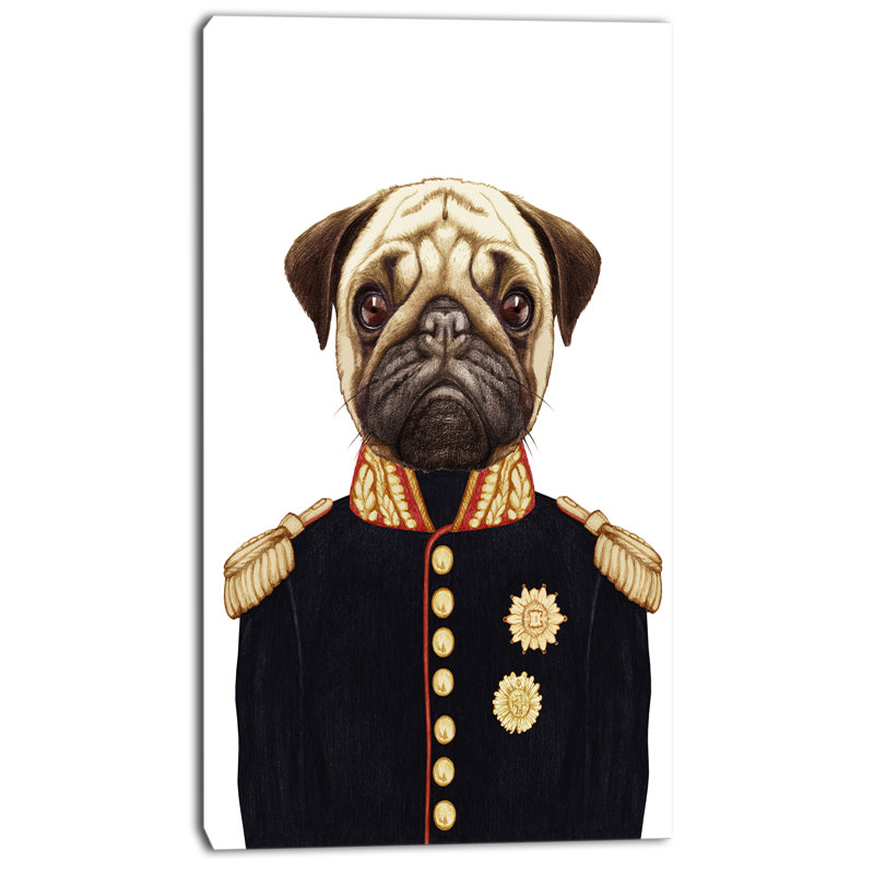 «Funny Pug Dog in Military Uniform», impression sur toile tendue, H 32 po x l 16 po x P 1 po
