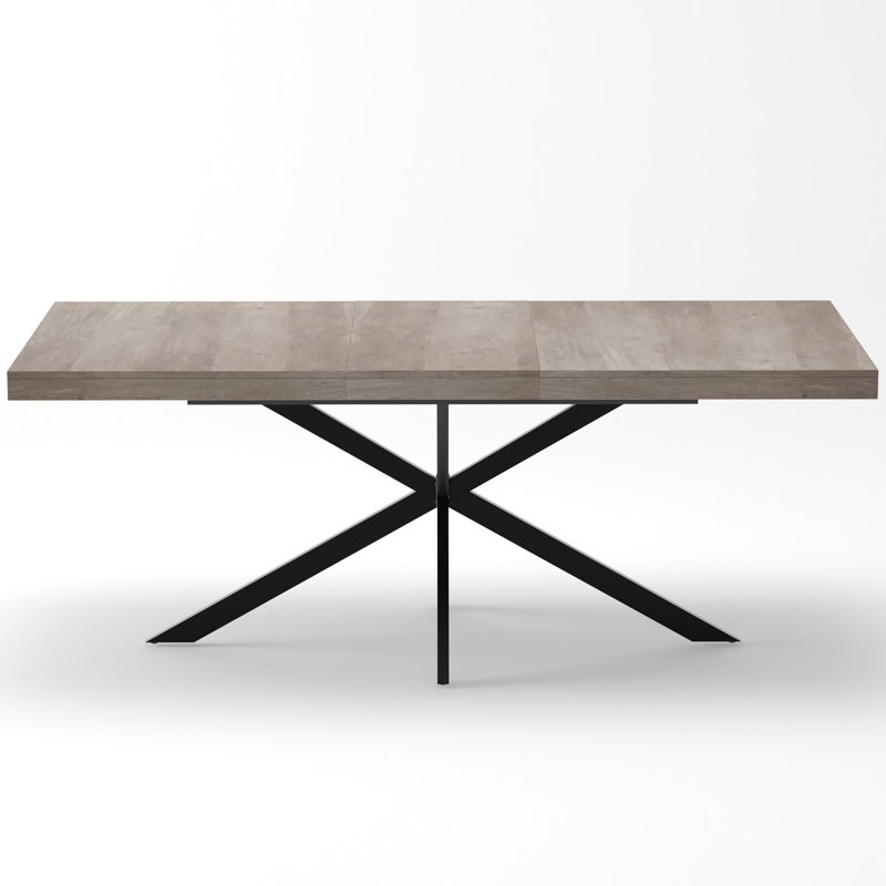 Table de salle à manger rectangulaire extensible de 55,11 po à 70,86 po, plateau Carole gris avec plaque centrale embossée de même couleur, avec boîte de rangement, convient aux salles à manger, cuisines et salons, gris