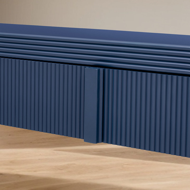 54.9" W Console Table With 2 Drawers, Navy Blue